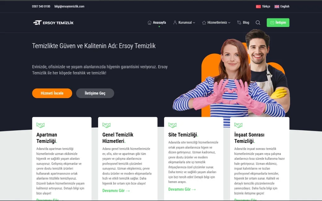 Ersoy Temizlik web sitesi