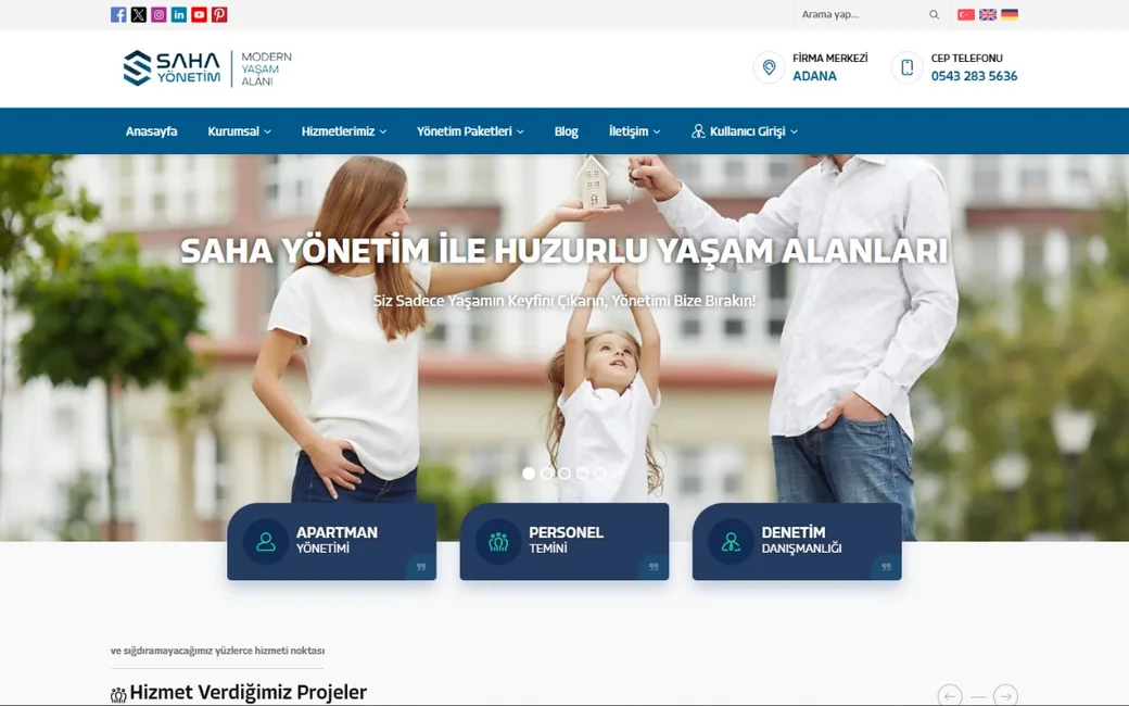 Saha Yönetim web sitesi